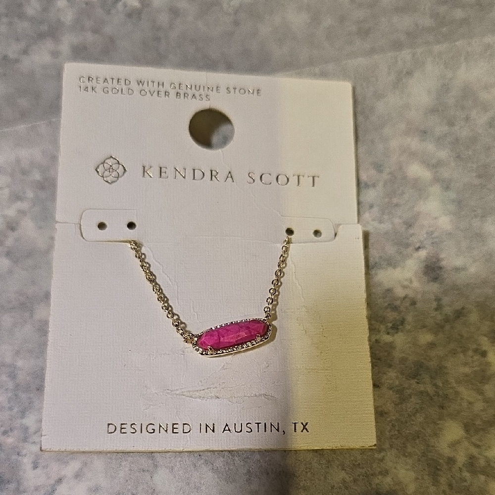Kendra Scott Fuchsia Necklace with Gold Chain